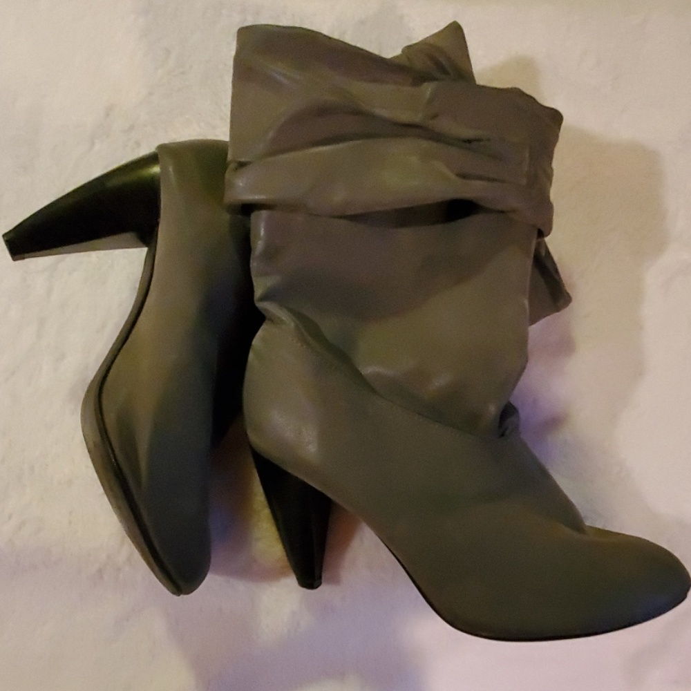 ICORA Womens Ankle Boots Booties Gray Heels
